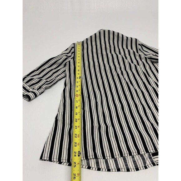 Beau Chemise Blouse Button Up Striped White/Black S Women's A62 - Picture 5 of 6